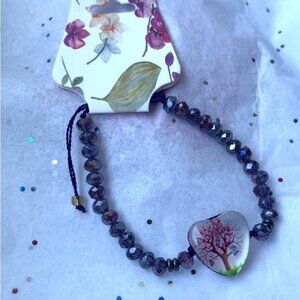 New. Purple Hand crafted Love and Gratitude Artisan bracelet from/ Chiapas MX